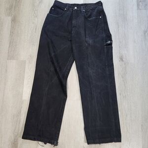 Y2K 34x34 Rocawear Men Baggy Wide Leg Embroidered Black Grunge Vintage Skater